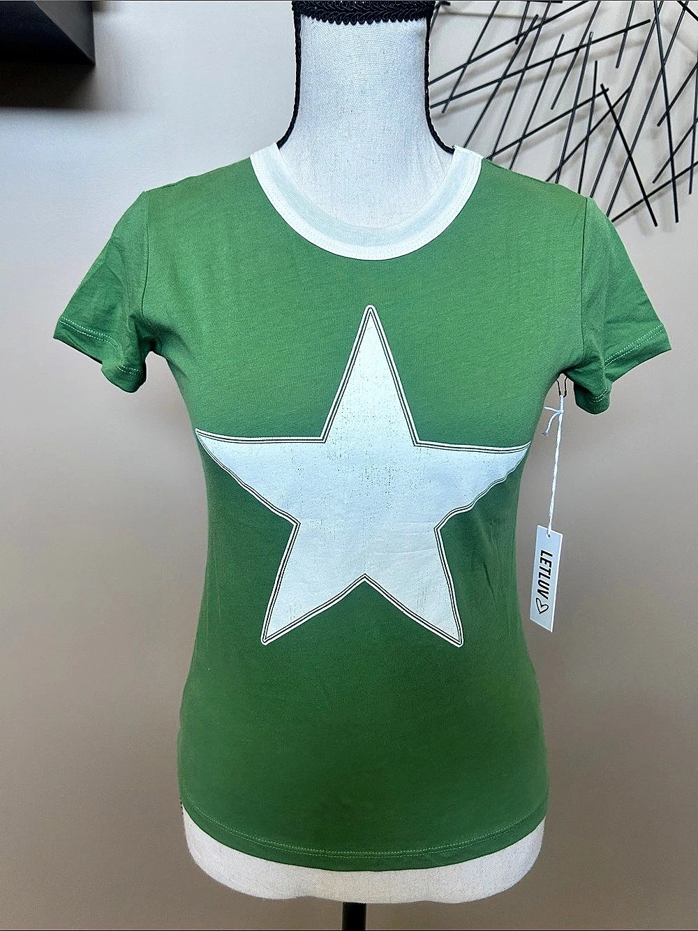 NWT Anthropology Letluv Star Short-Sleeve Ringer Crew-Neck Tee Sz XXS
